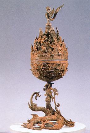 Gilt-Bronze Incense Burner with Mt. Bongnaesan, Dragon and Phoenix Design