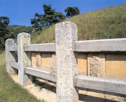 Stone slabs around tomb