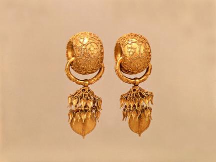 Two Golden Earrings with Large Balls