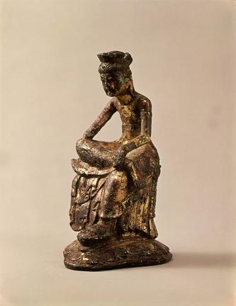 Meditating Half-Seated Gilt-Bronze Maitreya Statue