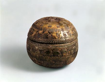 Green-Glazed Funeral Urn with Stone Case