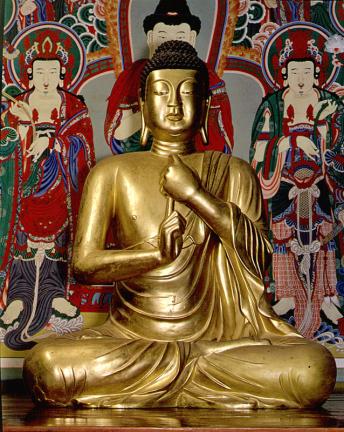 Seated Gilt-Bronze Vairocana Buddha Statue in Bulguksa Temple