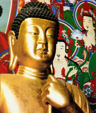The Facial Expression of Seated Gilt-Bronze Vairocana Buddha Statue in Bulguksa Temple