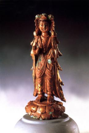 Standing Gilt-Bronze Maitreya Bodhisattva Statue in Gunsu-ri