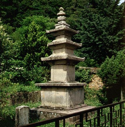 Three Storied Stone Pagoda in front of Eungjinjeon Hall in Daeheungsa Temple