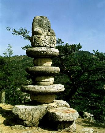 Seated Stone Buddha Staue  at Yongjangsa Valley of Mt. Namsan in Gyeongju