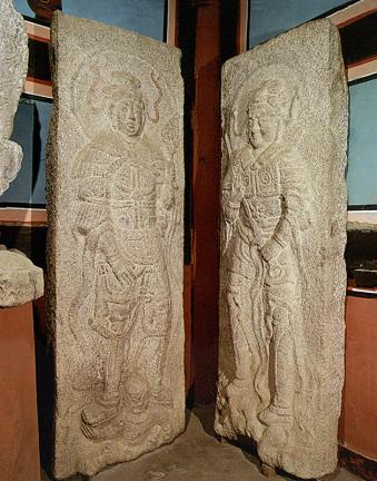 Pillars of Four Guardian Kings in Unmunsa Temple