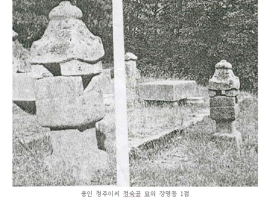 [도난] 용인 청주이씨 정숙공 묘의 석조물 [장명등]이미지 1
