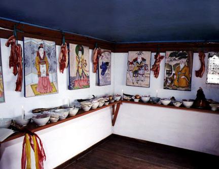 Inside of the Hall enshrining 12 shaman gods