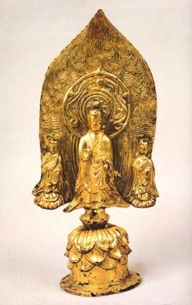 Gilt-Bronze Trinity Buddha with Inscription of Cyclic Year of Gyemi(563 A.D.)