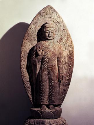 Standing Stone Amitabha Buddha Statue in Gamsansa Temple