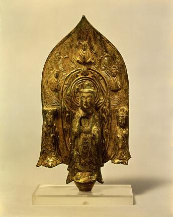 Gilt-Bronze Trinity Buddha Statues with the Inscription of Cyclic Year of Sinmyo(571 A.D)