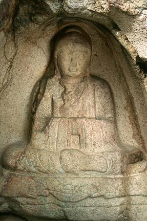 Seated Stone Buddha at Bulgok Valley of Mt. Namsan in Gyeongju