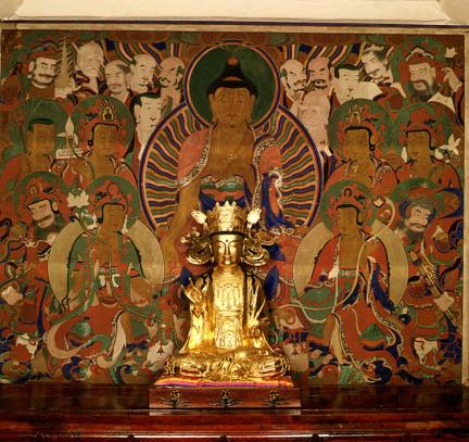 Seated gilt-bronze bodhisattva statue in Daeseungsa Temple, Mungyeong
